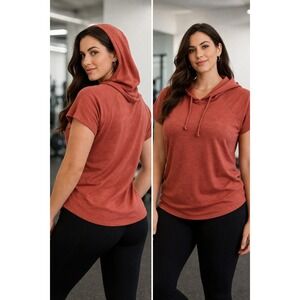 Chaser Hoodie Shirt Women's Large Short Sleeve Lightweight Pullover Modal Blend